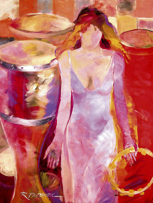 Red Drum and Tambourine - Acrylic - 40 x 30