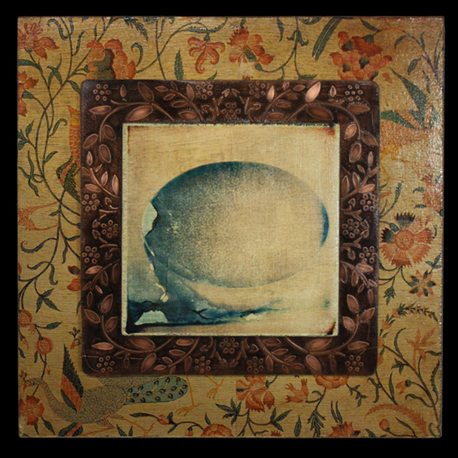 Egg - Image Transfers, Etched Copper on Wood - 16 x 16