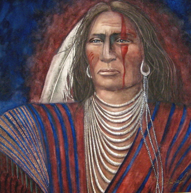 Lakota Warrior - Watercolor - 22 x 22