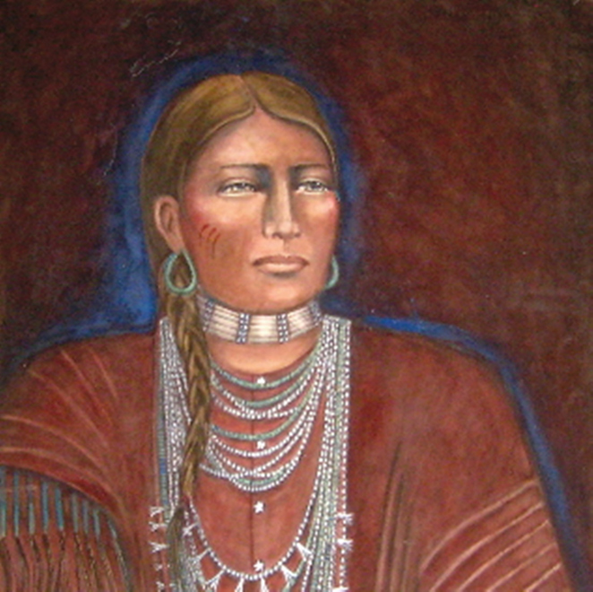 Cheyenne Woman - Watercolor - 22 x 22