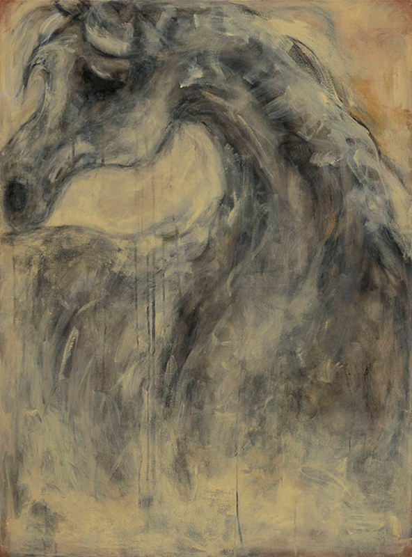 Weeping Arabian - Charcoal, Acrylic on Canvas - 48 x 36