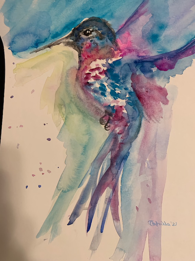 Tiny Dancer Hummingbird-Watercolor-10x14