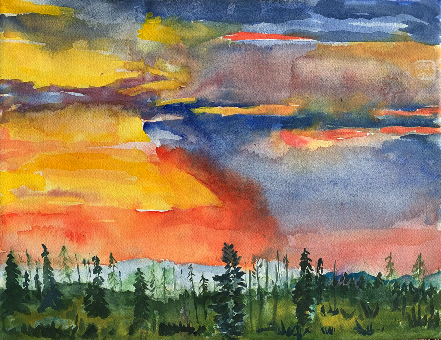 Colorado Sunset - Watercolor