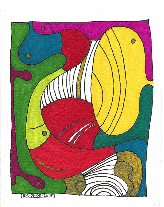 09.09.2020 - Time Bending - Acrylic Markers on Paper - 5.5inX4.5in